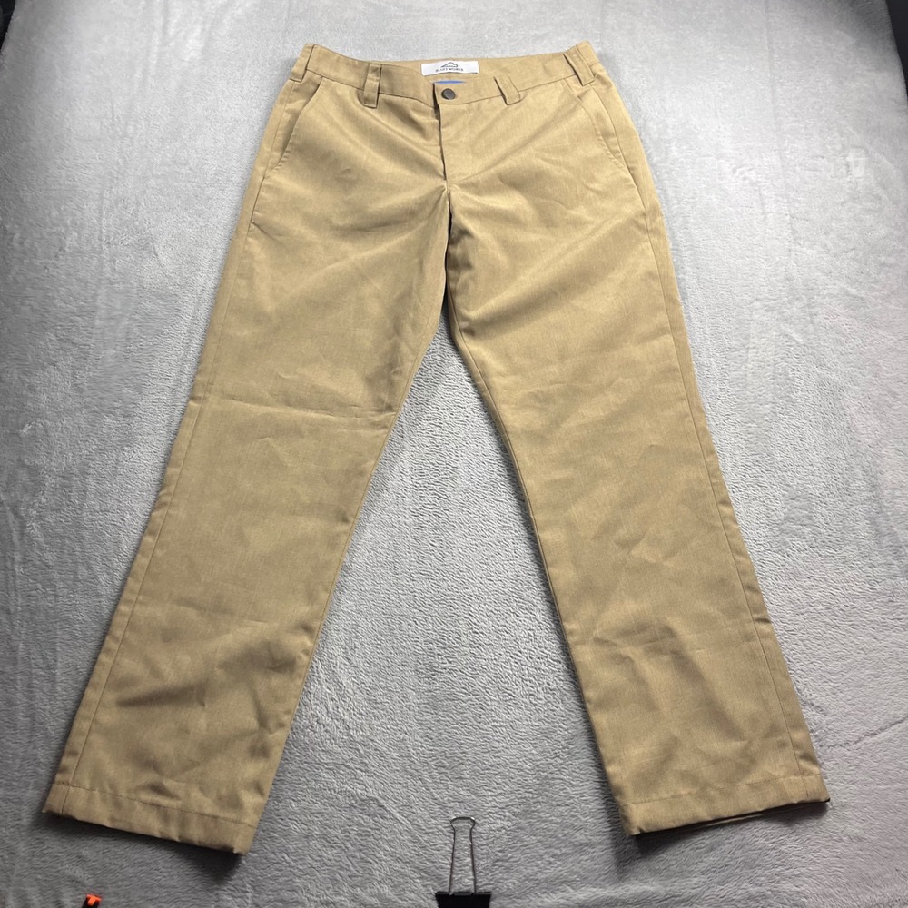 Bluffworks Mens Chino Pants 32W 32L Khaki Tan Travel Trousers Wrinkle Resistant